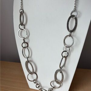 Silver Tone Oval Chain Link Necklace